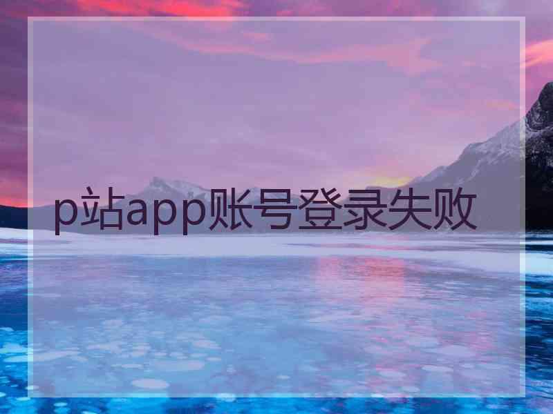 p站app账号登录失败