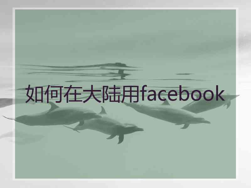 如何在大陆用facebook